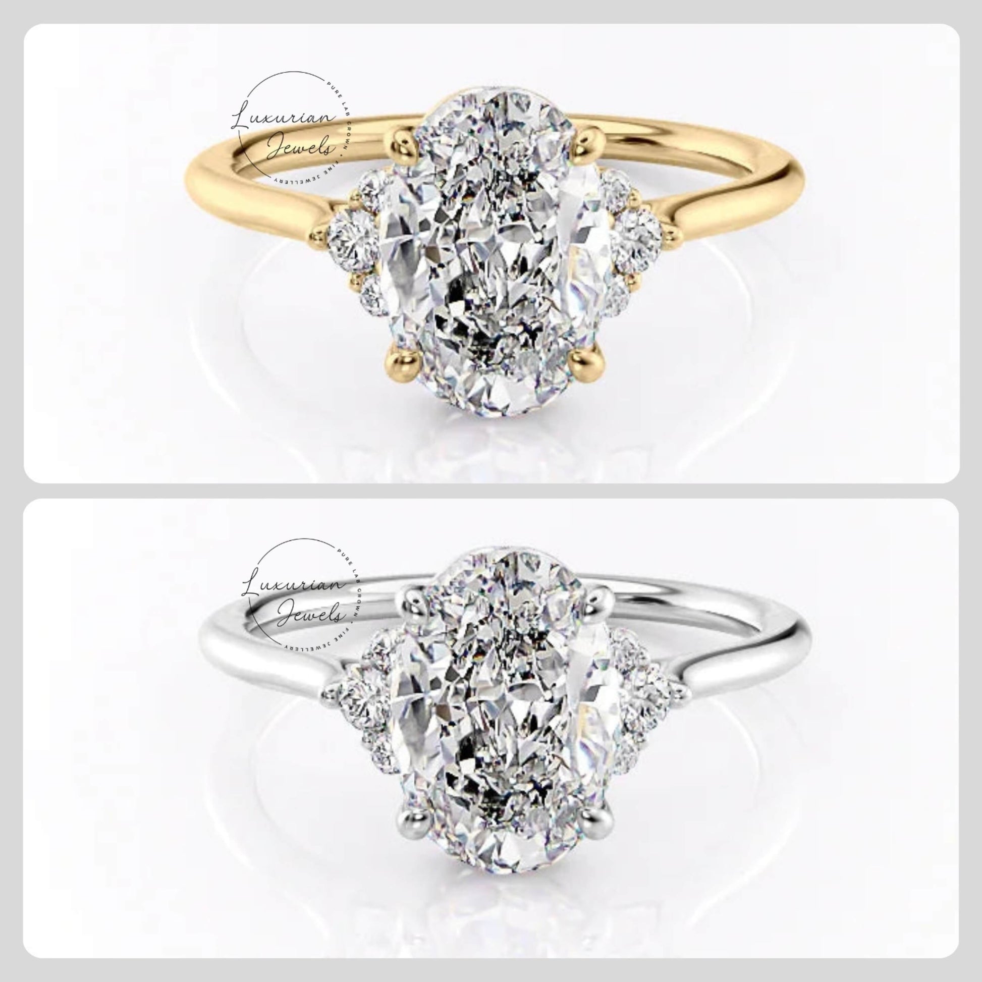 Lab Created Diamond Ring. Oval Cut Diamond