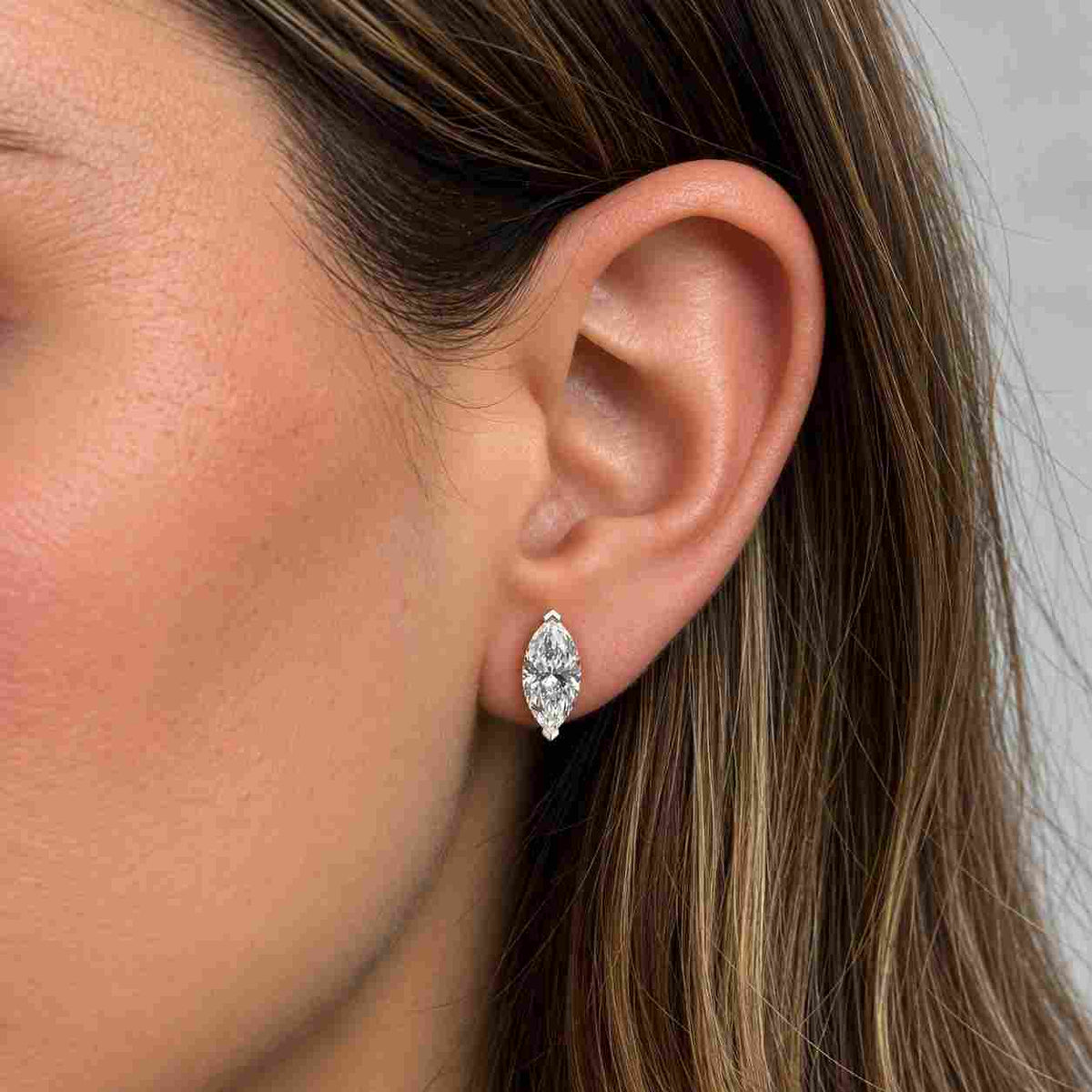 lab created 1.5ct marquise diamond earring: gold plated sterling silver
