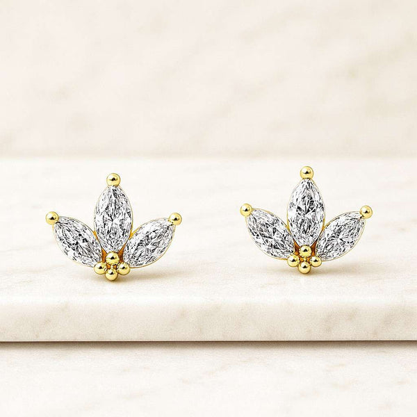 Lab Diamond Earrings 1.0 Carat Marquise Cut Sterling Silver