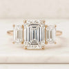 3.00 CT Emerald Cut Lab Made Three Stone Engagement Ring