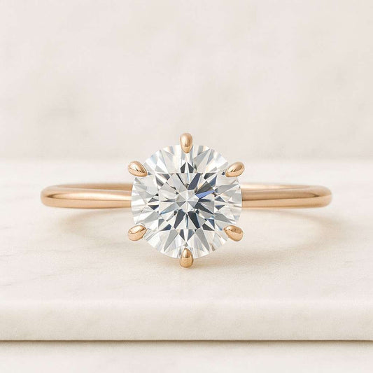 Lab Diamond Engagement Ring 6 Prong Set Round Diamond Wedding Ring Anniversary Gifts