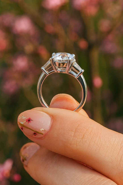 Lab Diamond Engagement Ring Round Cut Diamond Ring 3 Stone Ring for Hand Made Diamond Trilogy Ring For Her