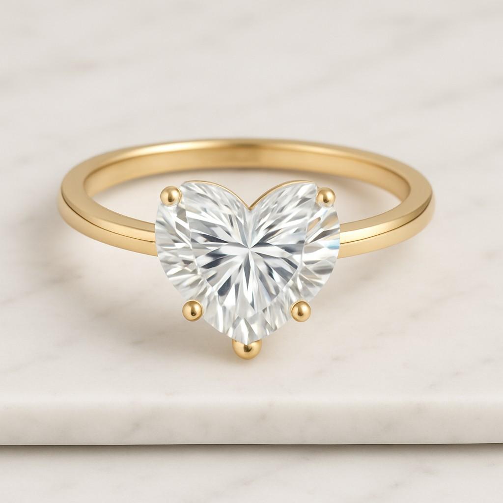 Lab Diamond Engagement Ring Solitaire Ring for Her Valentine's Day Gift Pinched Shank Ring for Her