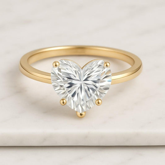 Lab Diamond Engagement Ring Solitaire Ring for Her Valentine's Day Gift Pinched Shank Ring for Her