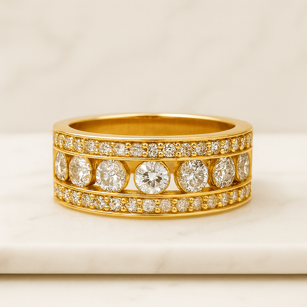 Lab Diamond Eternity Ring, 14k Solid Gold pavé Wedding Band for Women