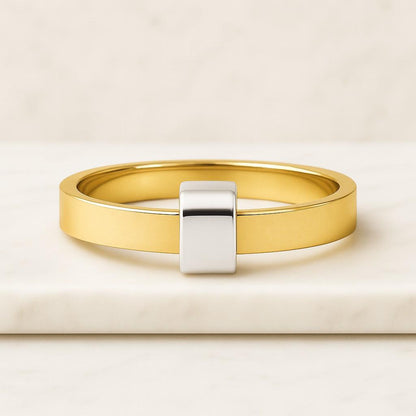 Lab Diamond Multi Link Ring 18K Gold Micron on Sterling Silver Statement Eternity Linked Ring