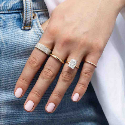 Real Lab Diamond Open Wedding Band Unique Gap Ring for Engagement Ring