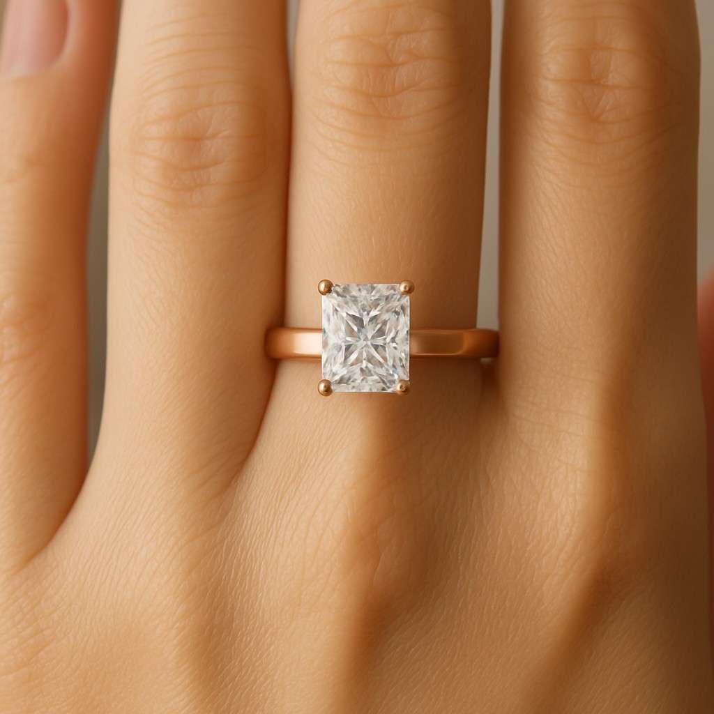 Lab Diamond Ring  Radiant Cut Lab Grown Diamond Ring Trapezoid Cut Lab Diamond Ring