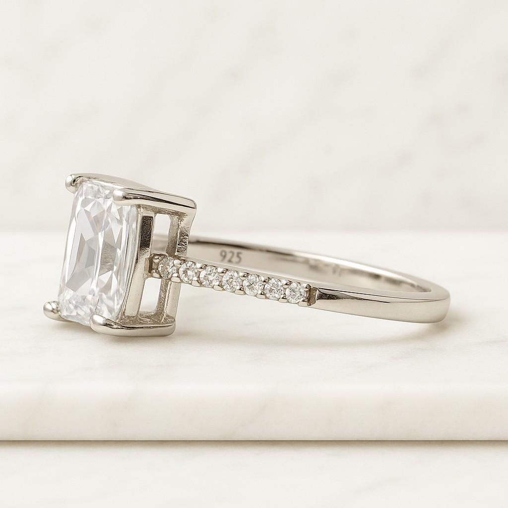 Lab Diamond Solitaire Accent Ring EF VS Clarity Lab Diamond Claw Prong Set Ring 14K White Gold Ring