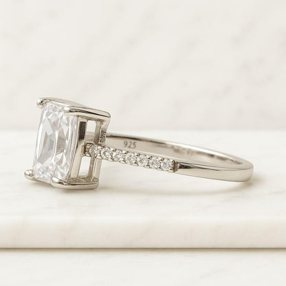 Lab Diamond Solitaire Accent Ring EF VS Clarity Lab Diamond Claw Prong Set Ring 14K White Gold Ring