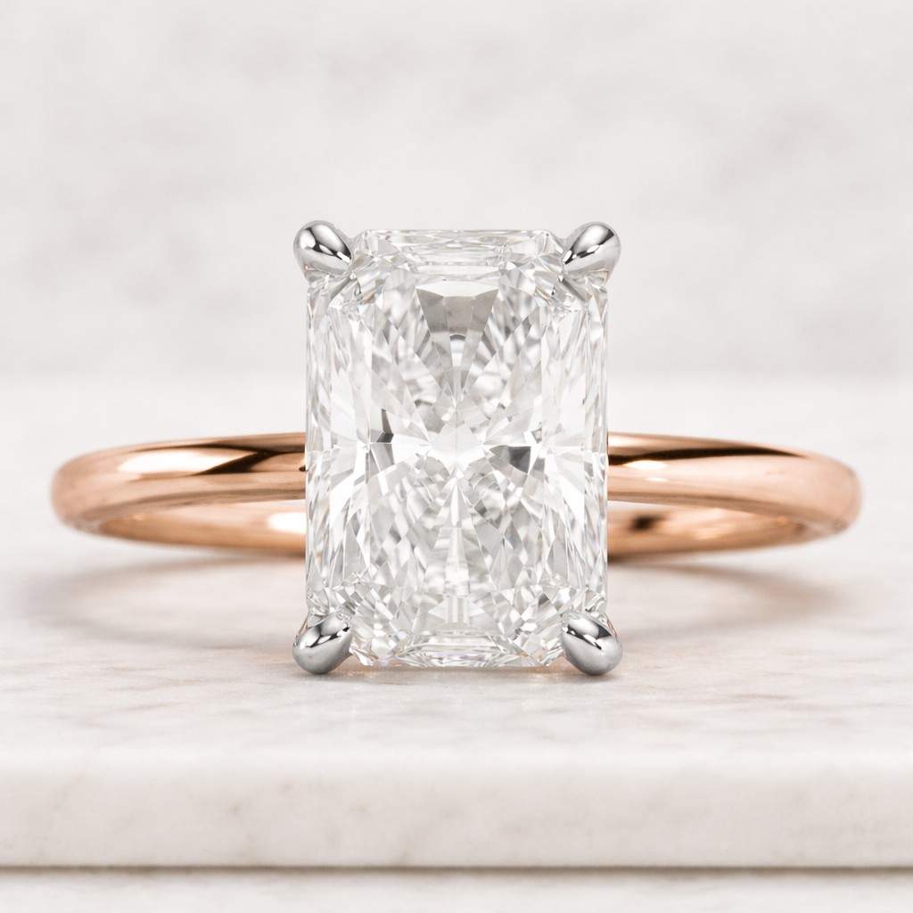 lab diamond solitaire hidden halo engagement ring