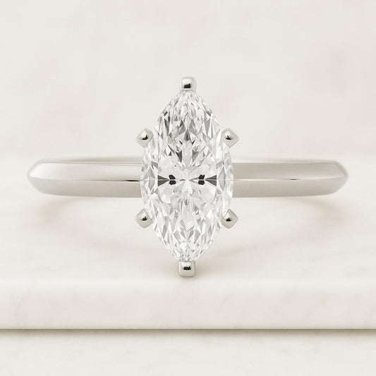 Lab Diamond Three Stone Engagement Ring Side Tapered Baguette Wedding Ring