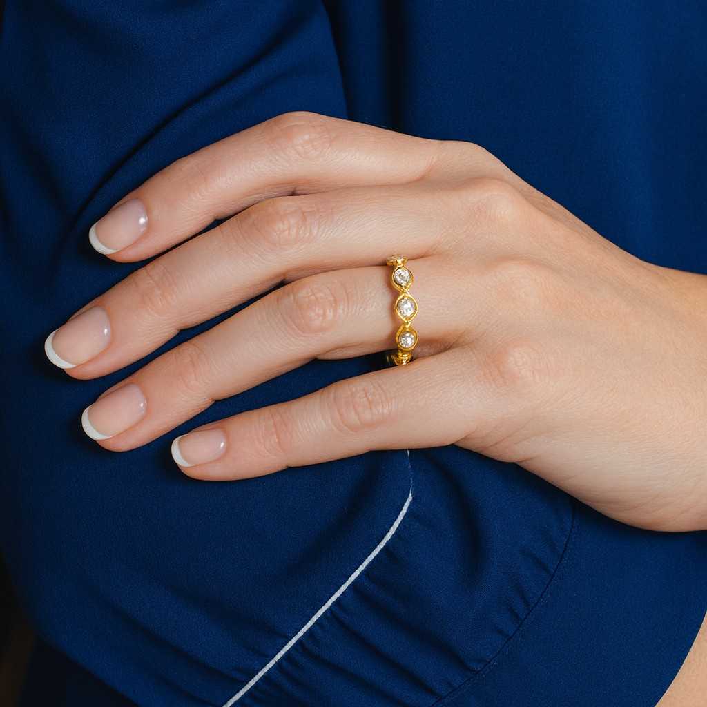 Lab Diamond Wedding Ring Round 7 Stone Anniversary Ring