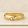 Three Stone Round Diamond Wedding Band