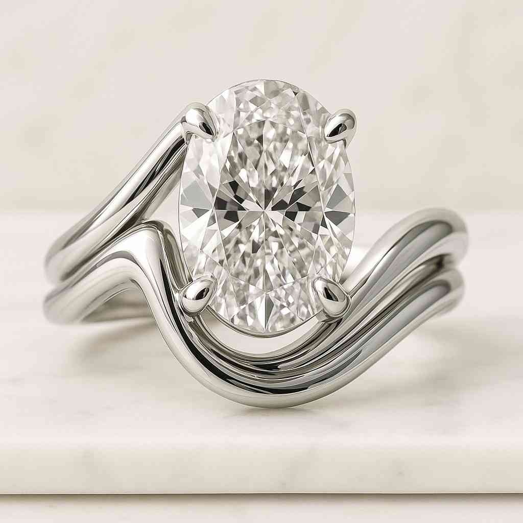 Lab Grown Diamond Anniversary Band Seven Stone Band for Her CVD Diamond Wedding Half Eternity Band Oval Matching Band for Gift