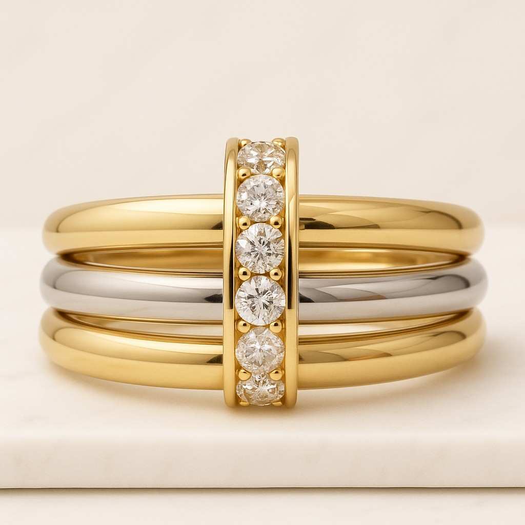 Round Cut Lab Grown Diamond Link Band Conflict Free Diamond Wedding Band