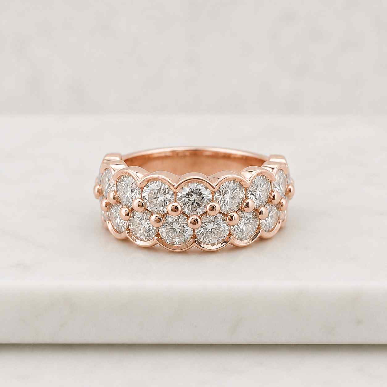  Lab Grown Diamond Band With 3mm Round Cut Diamonds and 1.5 Total Carat Weight in 14K White Gold, Yellow Gold or Rose Gold