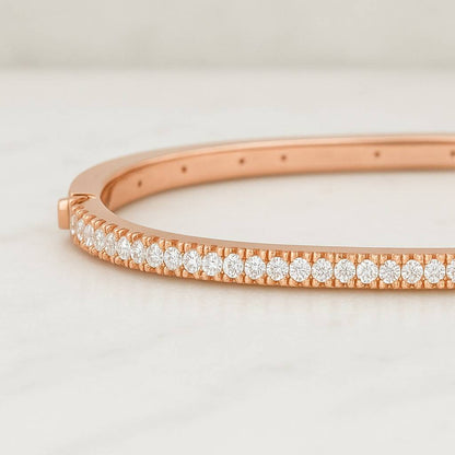 Lab Grown Diamond Bracelet  White Gold Platinum Pavé Two Row Bangle