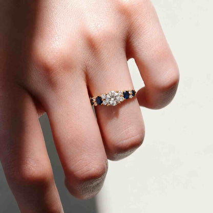Round Cut Lab Grown Diamond Bypass Ring: 18K Yellow Gold Bezel Engagement Ring
