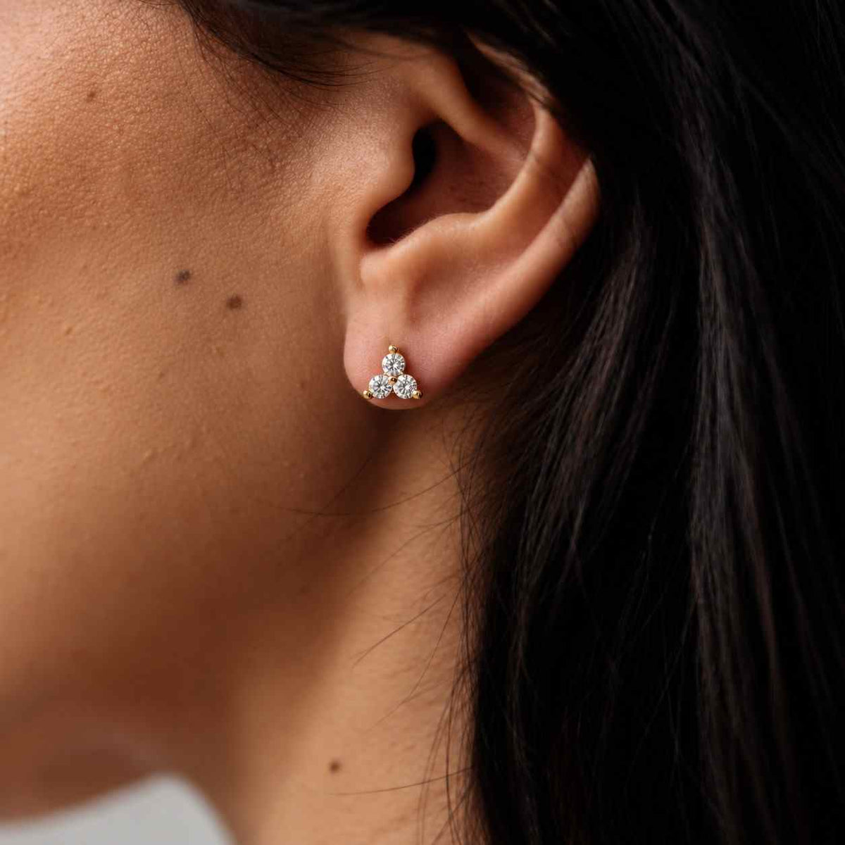 lab grown diamond cluster stud earrings, 0.59 ctw 14k white gold, efg vs2 studs
