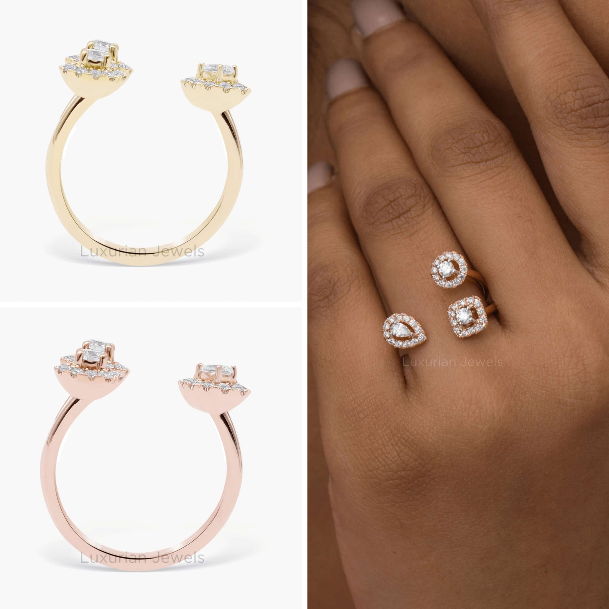 Lab Grown Diamond Cuff Ring Open Wedding Band 
