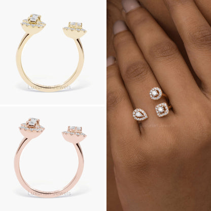 Lab Grown Diamond Cuff Ring Open Wedding Band 