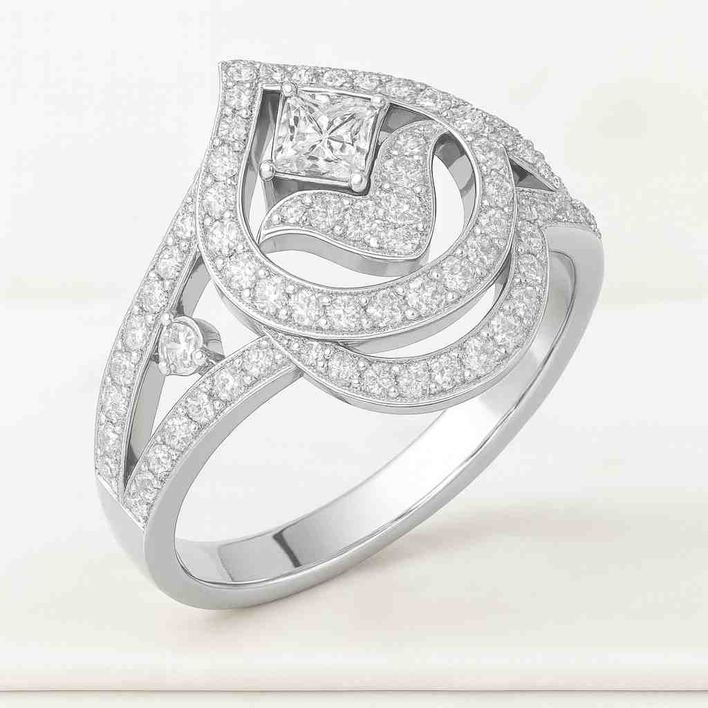 Lab Grown Diamond Curved Ring CVD Diamond Solitaire Ring For Wedding Gift 14K Solid Gold Ring