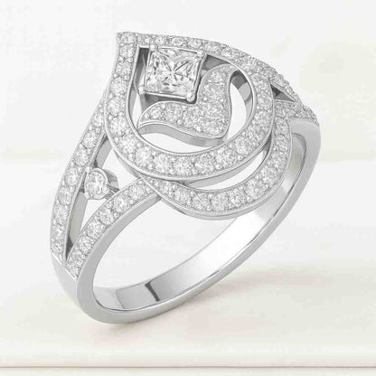 Lab Grown Diamond Curved Ring CVD Diamond Solitaire Ring For Wedding Gift 14K Solid Gold Ring