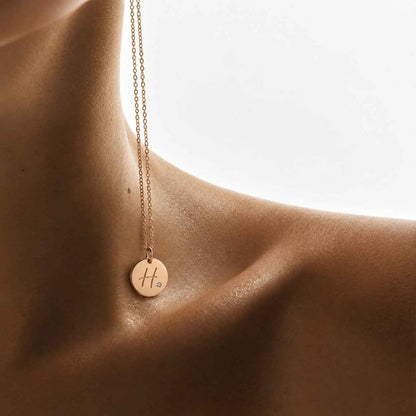 Lab Grown Diamond Disc Pendant Necklace, Emerald and Round Lab Diamond Pendant, Pavé Diamond Disc Charm Pendant, 14K Gold
