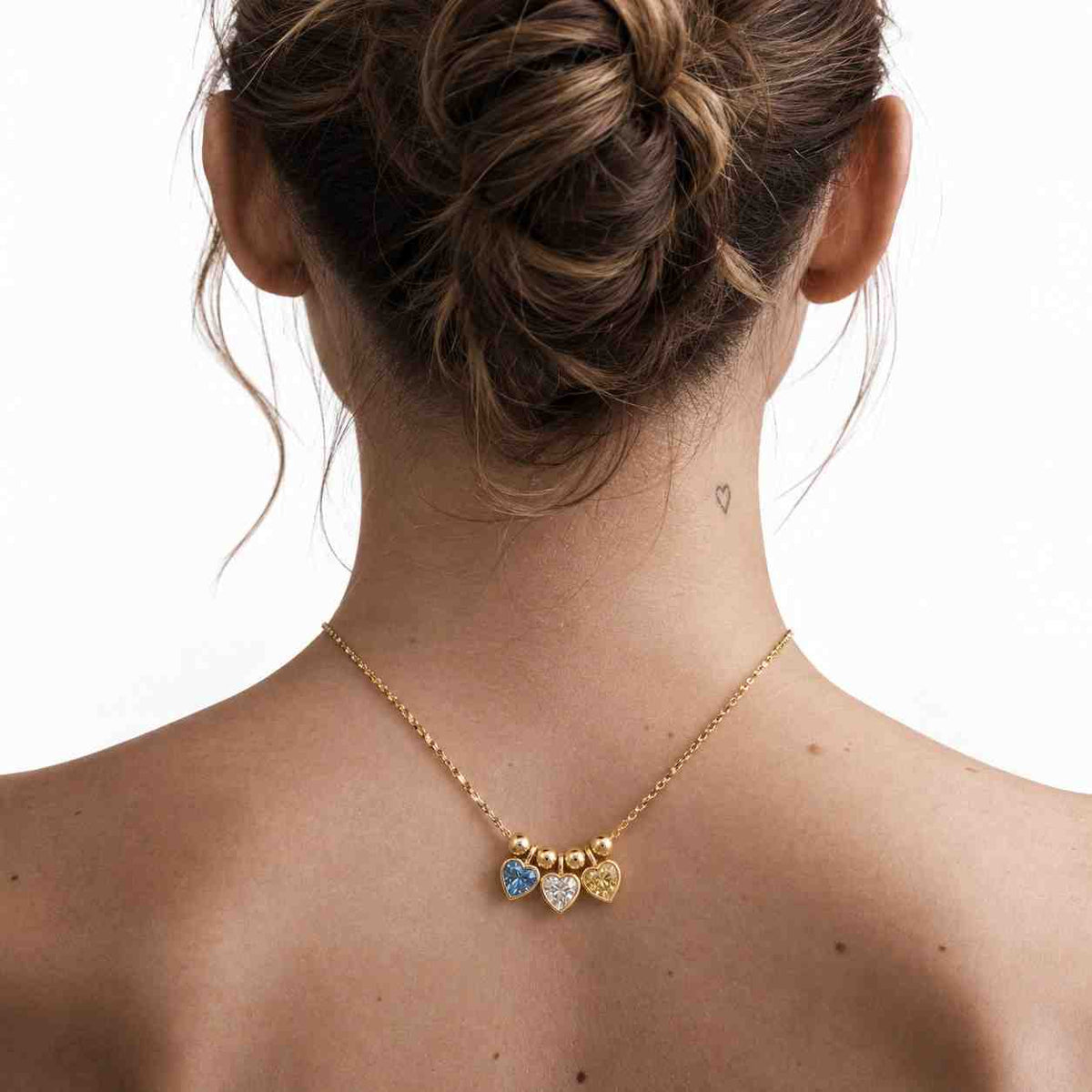 lab grown diamond double heart pendant necklace, sterling silver | layered necklace
