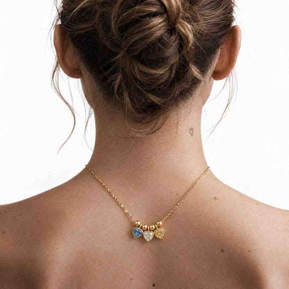 Lab Grown Diamond Double Heart Pendant Necklace, Sterling Silver | Layered Necklace

