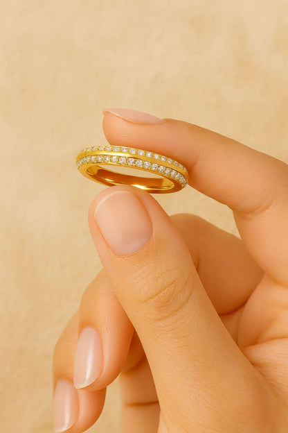 Lab Grown Diamond Engagement Band Double Band Wedding Ring Two Row Ring for