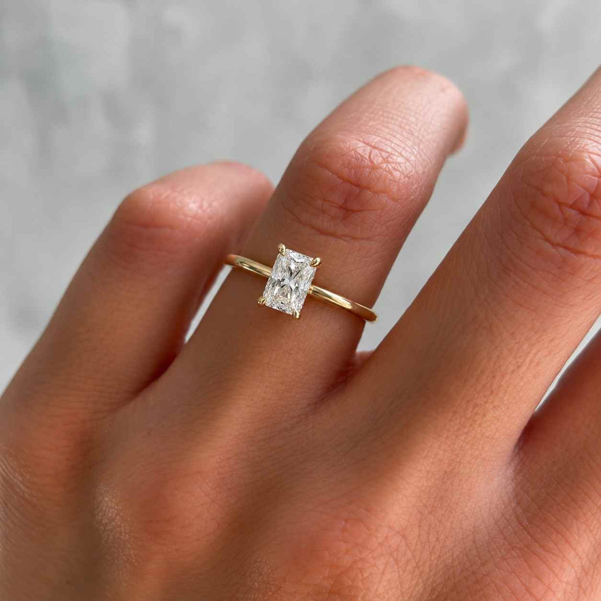 radiant lab grown diamond engagement ring / 0.50 to 3.00 ct radiant cut cvd diamond wedding ring / solitaire & accents stone proposal ring
