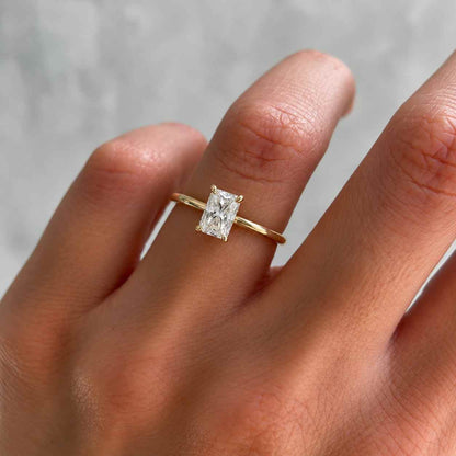 Radiant Lab Grown Diamond Engagement Ring / 0.50 to 3.00 CT Radiant Cut CVD Diamond Wedding Ring / Solitaire & Accents Stone Proposal Ring

