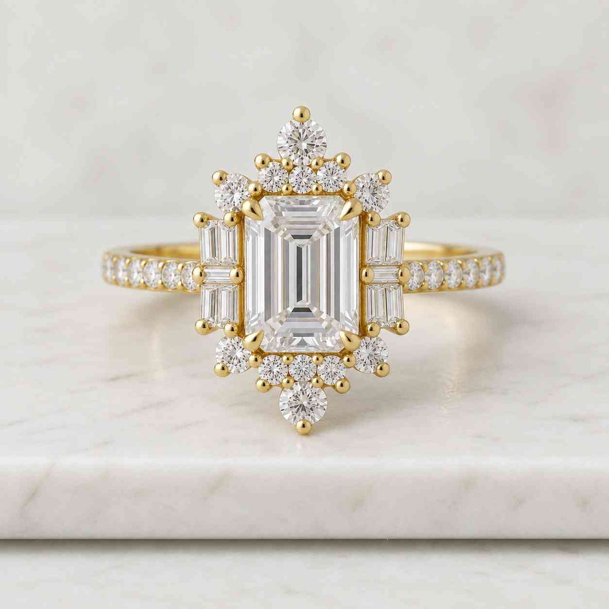 Lab Grown Diamond Engagement Ring | 2 CT Emerald Cut Certified | 14K Gold Solitaire
