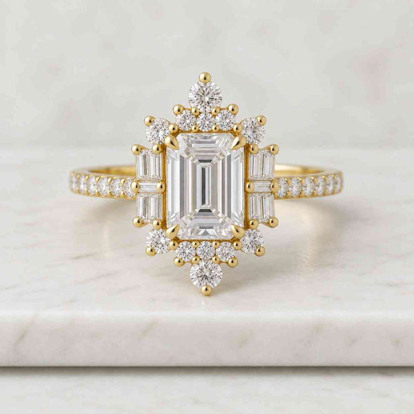 Lab Grown Diamond Engagement Ring | 2 CT Emerald Cut Certified | 14K Gold Solitaire
