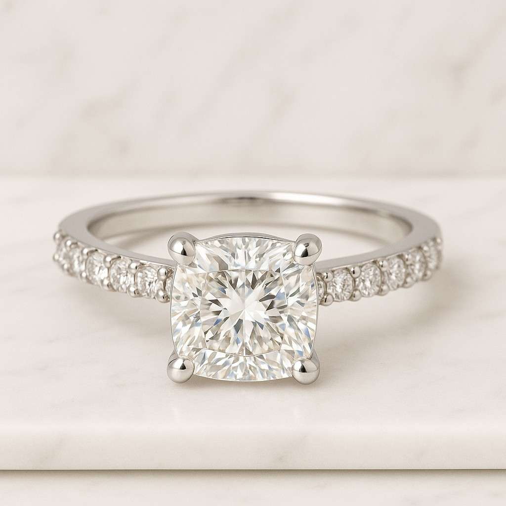 Lab Grown Diamond Engagement Ring Cushion Halo Wedding Ring Diamond Ring Anniversary Gift Pave Diamond Wedding Ring Ring For Women