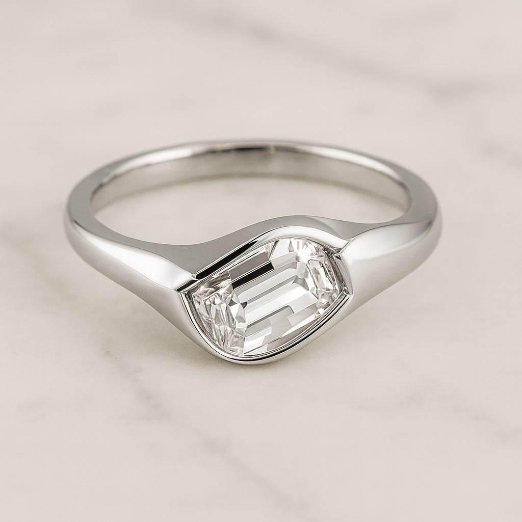 Lab Grown Diamond Engagement Ring Hidden Halo Solitaire Ring Dainty Pave Band 14K Gold Ring IGI Certified 3 CT Lab Grown Emerald Cut Diamond Engagement Ring Hidden Halo Pave Set Solitaire Ring With Round Cut Accents