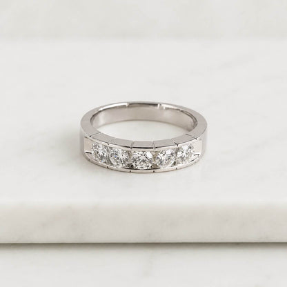 Lab Grown Diamond Five-Stone Gold Wedding Band