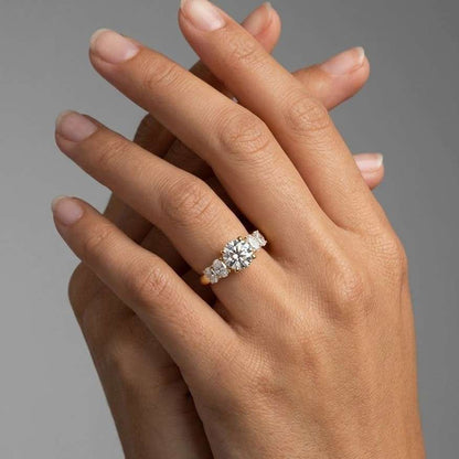 Lab Grown Diamond Five Stone Ring: 14K Gold Claw Prong Engagement
