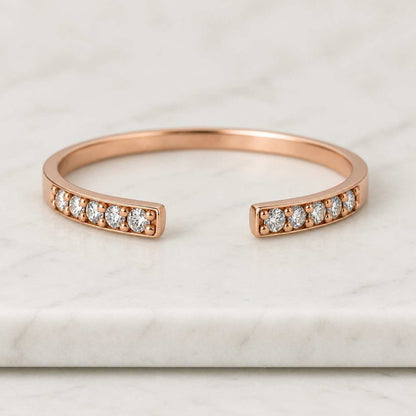 Lab Grown Diamond Half Eternity Ring Real Lab Diamond Wedding Ring Curved Anniversary Ring for Wife Tiny Diamond Band Diamond Stackable Ring
