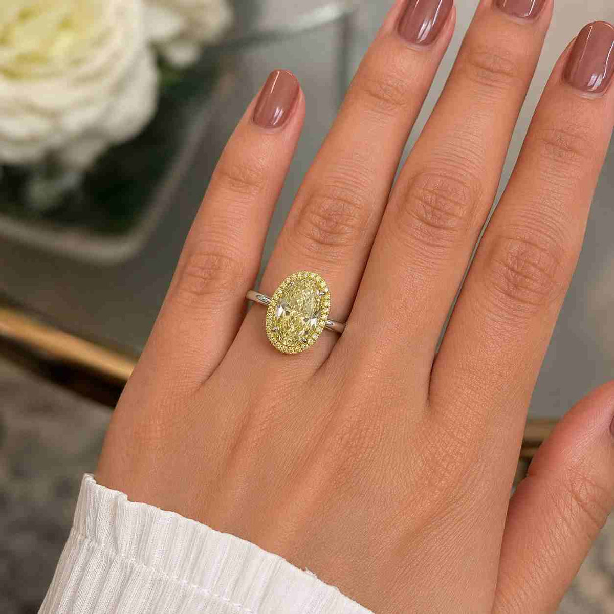 Lab Grown Diamond Hidden Halo Ring With Matching Open Band, D VVS2 IGI Certified Oval Diamond, Solitaire Bridal Ring Set