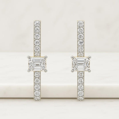 Lab Grown Diamond Hoop Earrings 14K Yellow Gold Huggies Emerald Earrings Emerald Hoop Earrings Emerald Huggies Gift for Her Emerald Jewelry May Birthstone Emerald Hoops Small Emerald Hoops