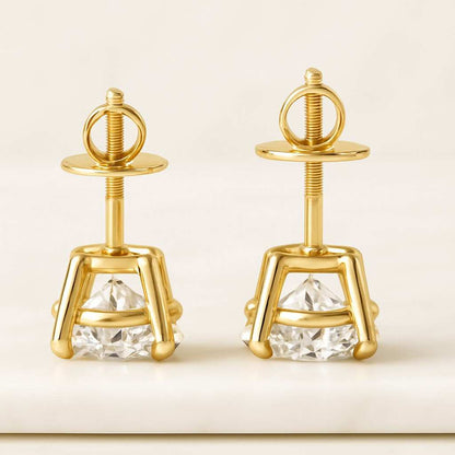 Lab Grown Diamond Huggie Earrings 14K Solid Gold 2CT Pear Drop Hoops