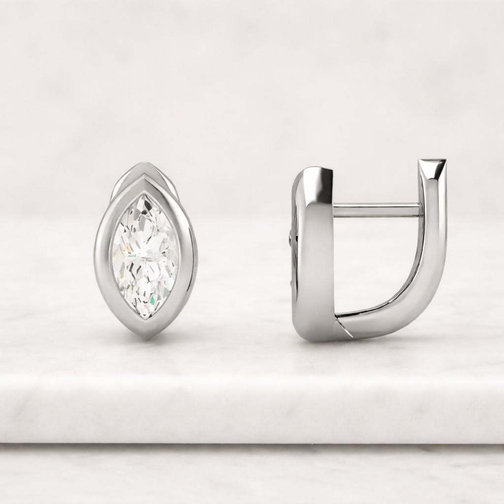  Lab Grown Diamond Marquise-Cut Minimalist Huggies