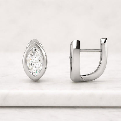  Lab Grown Diamond Marquise-Cut Minimalist Huggies