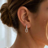 14K White Gold Lab Grown Diamond Pave Link Drop Hoop Earrings