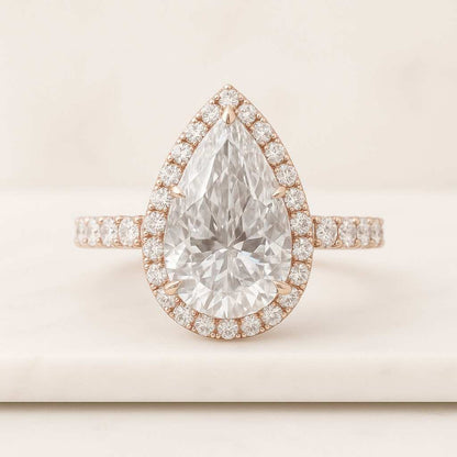 Lab Grown Diamond Ring 14k Gold Halo Ring