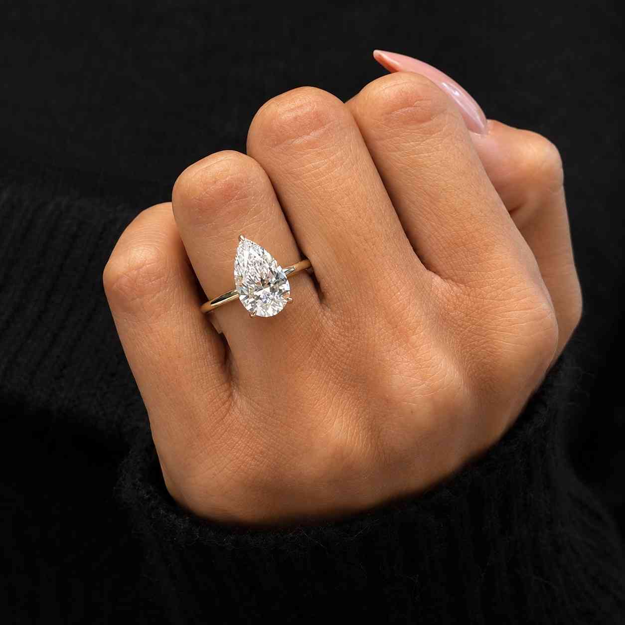 lab grown diamond ring 2 ct pear cut engagement ring yellow gold solitaire certified diamond pear cut wedding anniversary ring promise ring