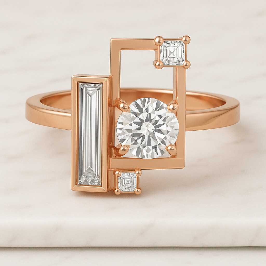 Lab Grown Diamond Ring Baguette Wedding Anniversary band Unique Prong Setting Wedding Ring Round Cut Moissanite Anniversary Ring